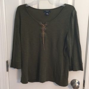 Olive Green Chaps shirt with suede tie